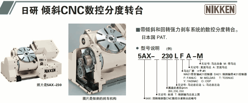 日研 倾斜cnc数控分度转台5ax-200,5ax-230